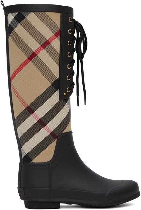 burberry knee high rain boots|Burberry check panel ankle boots.